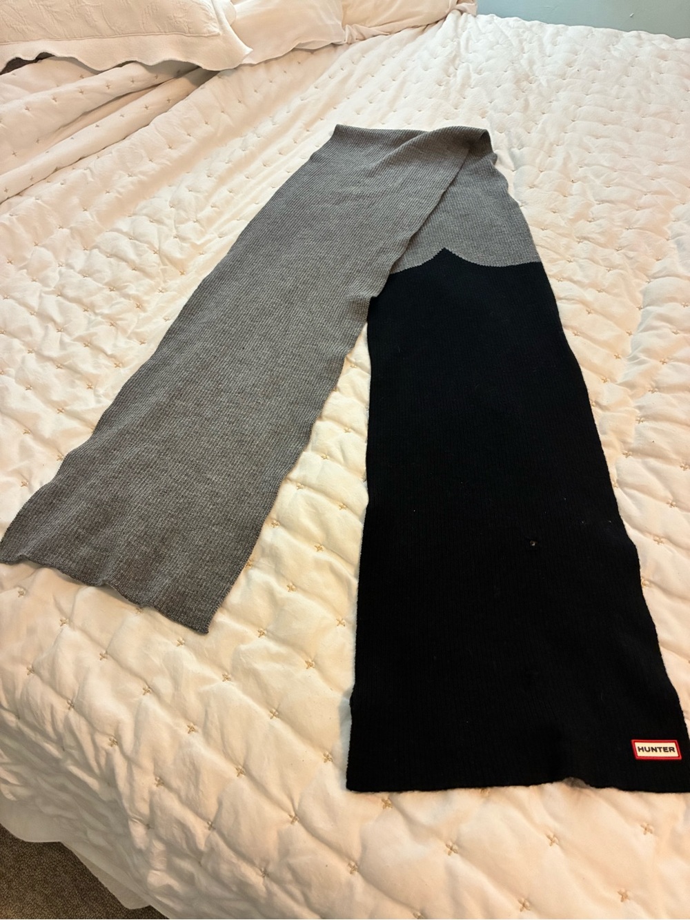 Hunter Ribbed Knit Scarf in Black and Charcoal